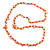 Salmon Shell Nugget and Orange Glass Bead Long Necklace - 115cm Long - view 6