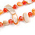 Salmon Shell Nugget and Orange Glass Bead Long Necklace - 115cm Long - view 4