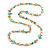 Pale Yellow/Turquoise/Light Beige Shell Nugget and Citrine Glass Bead Long Necklace - 110cm Long - view 2