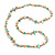 Pale Yellow/Turquoise/Light Beige Shell Nugget and Citrine Glass Bead Long Necklace - 110cm Long - view 8