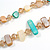 Pale Yellow/Turquoise/Light Beige Shell Nugget and Citrine Glass Bead Long Necklace - 110cm Long - view 4