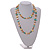 Pale Yellow/Turquoise/Light Beige Shell Nugget and Citrine Glass Bead Long Necklace - 110cm Long - view 3