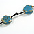Dusty Blue Ceramic Flower Bead Black Silk Cord Long Necklace - 95cm Long - view 8