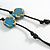 Dusty Blue Ceramic Flower Bead Black Silk Cord Long Necklace - 95cm Long - view 5