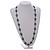 Dusty Blue Ceramic Flower Bead Black Silk Cord Long Necklace - 95cm Long - view 3
