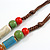 Multicoloured Ceramic Bead Tassel Necklace with Brown Cotton Cord/66cm L/13cm Tassel/Natural Irregularities/Slight Variation In Colour - view 5