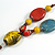 Multicoloured Ceramic and Wood Bead Tassel Brown Silk Cord Necklace/70cm to 80cm L/Slight Variation In Colour/Natural Irregularities - view 5