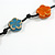 Multicoloured Ceramic Flower Bead Black Silk Cord Long Necklace - 95cm Long - view 4