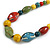 Multicoloured Graduated Ceramic Bead Brown Silk Cords Necklace/50cm to 60cm L/Slight Variation In Colour/Natural Irregularities - view 4