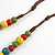 Multicoloured Graduated Ceramic Bead Brown Silk Cords Necklace/50cm to 60cm L/Slight Variation In Colour/Natural Irregularities - view 5