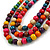 Statement Layered Multicoloured Wood Bead Necklace - 70cm Long - view 5