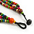 Statement Layered Multicoloured Wood Bead Necklace - 70cm Long - view 7