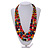Statement Layered Multicoloured Wood Bead Necklace - 70cm Long - view 3
