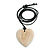 White Wood Grain Heart Pendant with Black Cotton Cord - 100cm Long Max/ Adjustable - view 2