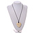 White Wood Grain Heart Pendant with Black Cotton Cord - 100cm Long Max/ Adjustable - view 3