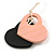 Black/Pastel Pink Wood Double Heart Pendant with White Leather Cord/ 80cm L/ Adjustable - view 9