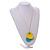 Yellow/Turquoise Wood Double Heart Pendant with White Leather Cord/ 80cm L/ Adjustable - view 3