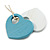 White/Pastel Blue Wood Double Heart Pendant with White Leather Cord/ 80cm L/ Adjustable - view 8