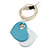 White/Pastel Blue Wood Double Heart Pendant with White Leather Cord/ 80cm L/ Adjustable - view 2