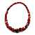 Chunky Graduated Wood Glossy Beaded Necklace in Shades of Red/Black/White - 66cm Long - view 4
