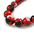 Chunky Graduated Wood Glossy Beaded Necklace in Shades of Red/Black/White - 66cm Long - view 3