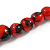 Chunky Graduated Wood Glossy Beaded Necklace in Shades of Red/Black/White - 66cm Long - view 5