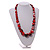 Chunky Graduated Wood Glossy Beaded Necklace in Shades of Red/Black/White - 66cm Long - view 2