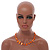 Orange Sea Shell and Transparent Orange Glass Bead Necklace - 54cm L/6cm Ext - view 3