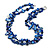 Two Row Layered Blue Shell Nugget and Glass Crystal Bead Necklace - 50cm Long - view 2