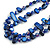 Two Row Layered Blue Shell Nugget and Glass Crystal Bead Necklace - 50cm Long - view 4
