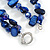 Two Row Layered Blue Shell Nugget and Glass Crystal Bead Necklace - 50cm Long - view 5