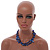 Two Row Layered Blue Shell Nugget and Glass Crystal Bead Necklace - 50cm Long - view 3