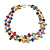 Two Row Layered Multicoloured Shell Nugget and Citrine Glass Crystal Bead Necklace - 48cm Long - view 2