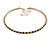 Slim Black/Clear Crystal Choker Style Necklace In Gold Tone Metal - 35cm L/ 10cm Ext - view 4