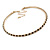 Slim Black/Clear Crystal Choker Style Necklace In Gold Tone Metal - 35cm L/ 10cm Ext - view 2