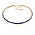 Slim Blue Crystal Choker Style Necklace In Gold Tone Metal - 35cm L/ 10cm Ext