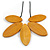 Mustard Yellow Wood Leaf with Black Cotton Cord Necklace - 90cm Long - Adjustable
