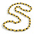10mm D/ Solid Glass and Faux Pearl Bead Long Necklace (Yellow/Black Colours) - 108cm Long (Natural Irregularities)