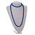 10mm D/ Solid Glass and Faux Pearl Bead Long Necklace (Blue/Black Colours) - 108cm Long (Natural Irregularities) - view 3
