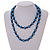 10mm D/ Solid Glass and Faux Pearl Bead Long Necklace (Blue/Black Colours) - 108cm Long (Natural Irregularities) - view 4