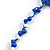 Handmade Blue/Light Blue/White Floral Crochet Blue/White Glass Bead Long Necklace/ Lightweight - 100cm Long - view 6