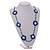 Handmade Blue/Light Blue/White Floral Crochet Blue/White Glass Bead Long Necklace/ Lightweight - 100cm Long - view 3