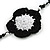 Handmade Black/White Floral Crochet Blue/White Glass Bead Long Necklace/ Lightweight - 100cm Long - view 4