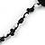 Handmade Black/White Floral Crochet Blue/White Glass Bead Long Necklace/ Lightweight - 100cm Long - view 5