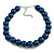 20mm/Chunky Polished Blue Wood Bead Necklace - 43cm L/10cm Ext