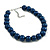 20mm/Chunky Polished Blue Wood Bead Necklace - 43cm L/10cm Ext - view 2