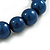 20mm/Chunky Polished Blue Wood Bead Necklace - 43cm L/10cm Ext - view 5