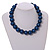 20mm/Chunky Polished Blue Wood Bead Necklace - 43cm L/10cm Ext - view 3