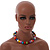 15mm/Unisex/Men/Women Multicoloured Round Bead Wood Flex Necklace - 44cm Long - view 4