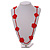Handmade Red Floral Crochet Glass Bead Long Necklace/ Lightweight - 100cm Long - view 3